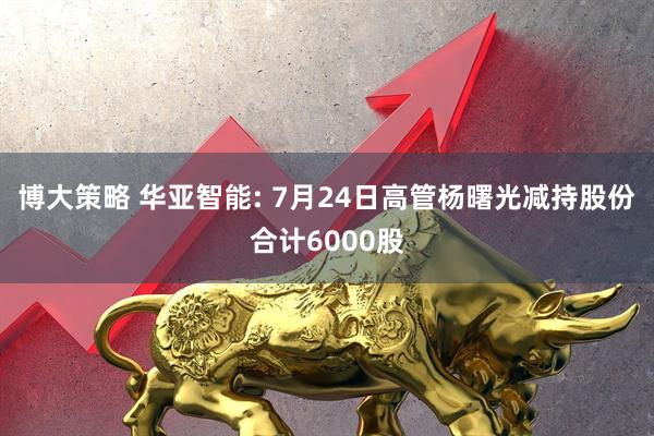 博大策略 华亚智能: 7月24日高管杨曙光减持股份合计6000股